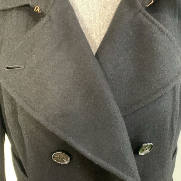 MODA International Black Wool Blend Pea Coat Size Medium Petite - Picture 3 of 16